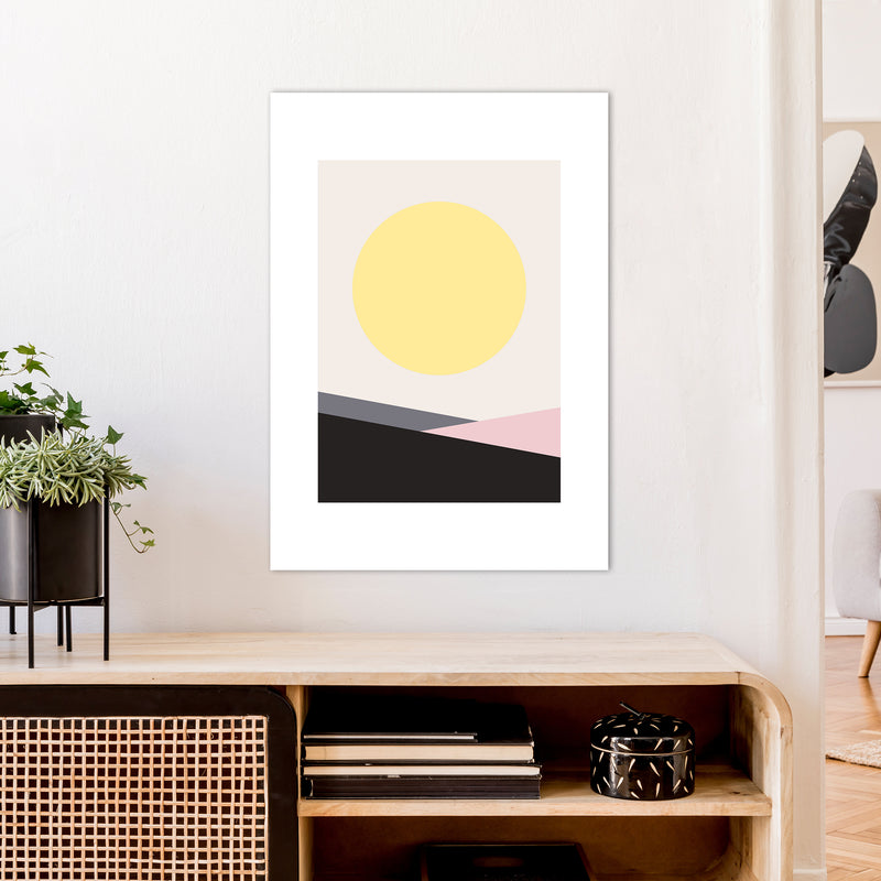 Mila Pink Big Sun N7  Art Print by Pixy Paper A1 Black Frame