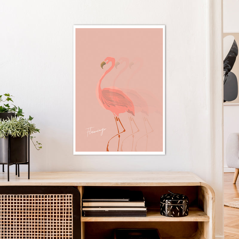 Flamingo Shadow Art Print by Pixy Paper A1 Black Frame