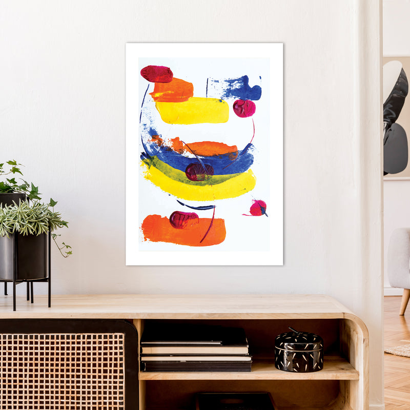 Bright Yellow Blue And Red Paint Strokes  Art Print by Pixy Paper A1 Black Frame