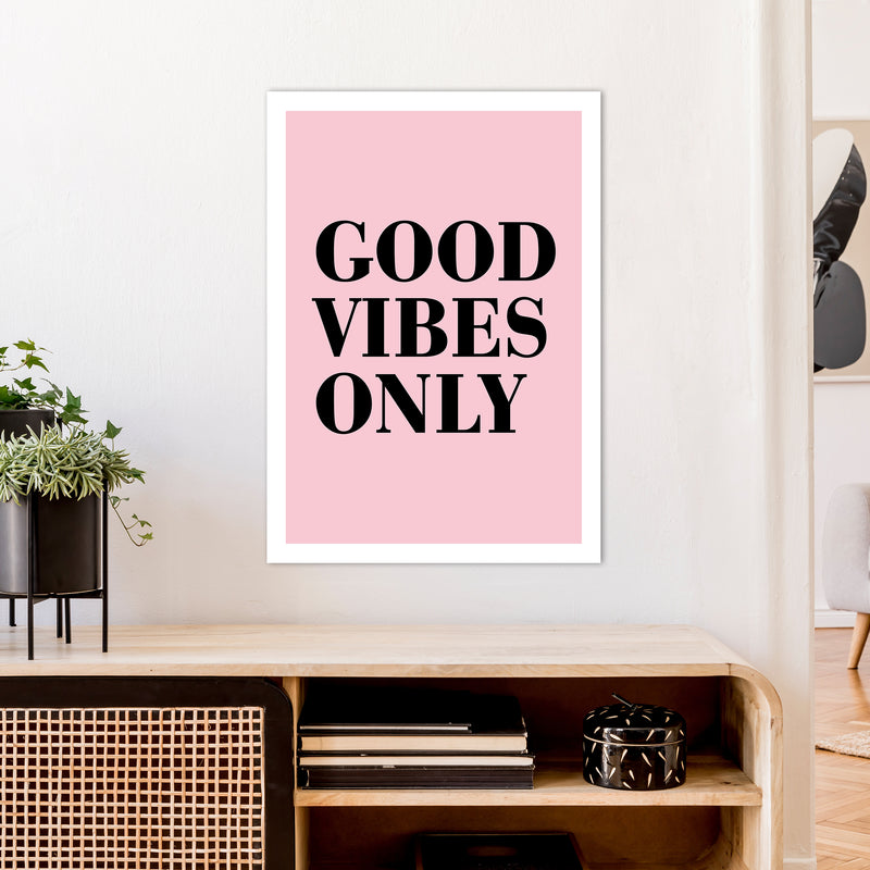 Good Vibes Only Neon Funk  Art Print by Pixy Paper A1 Black Frame