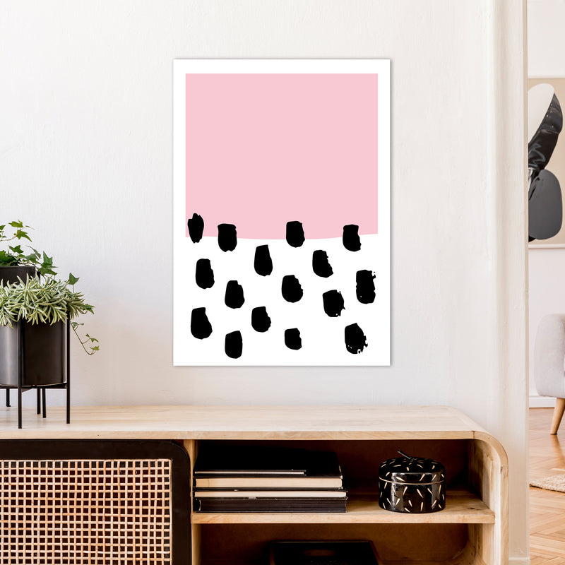 Pink Polka Neon Funk  Art Print by Pixy Paper A1 Black Frame