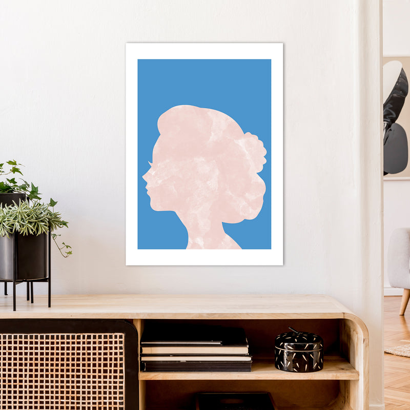 Marble Head Blue  Art Print by Pixy Paper A1 Black Frame