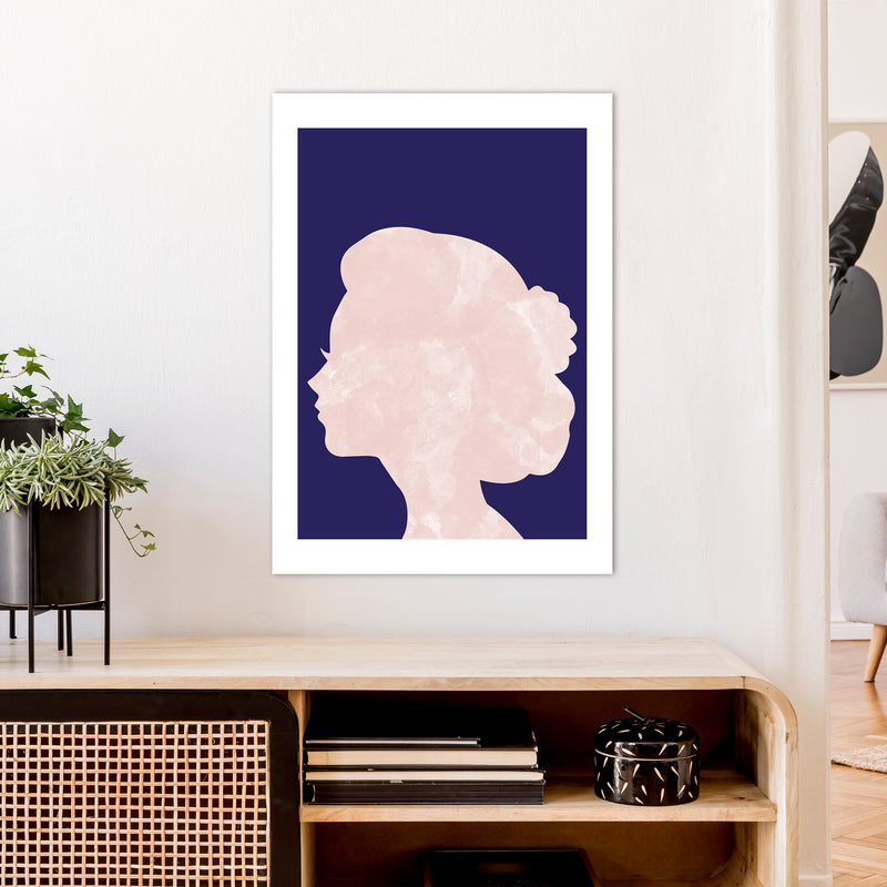 Marble Head Navy  Art Print by Pixy Paper A1 Black Frame