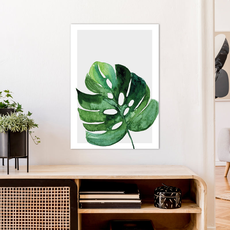 Leaf With Grey Back Exotic  Art Print by Pixy Paper A1 Black Frame