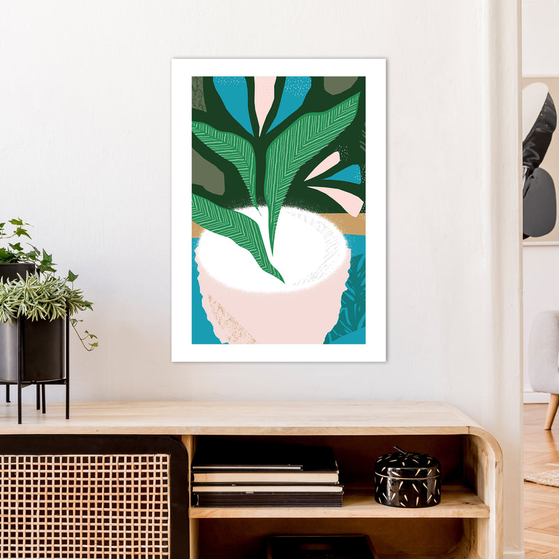 Plant Pot Jungle Abstract  Art Print by Pixy Paper A1 Black Frame
