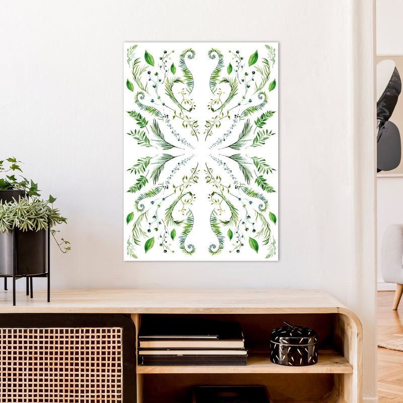 Mirrored Plants Exotic  Art Print by Pixy Paper A1 Black Frame