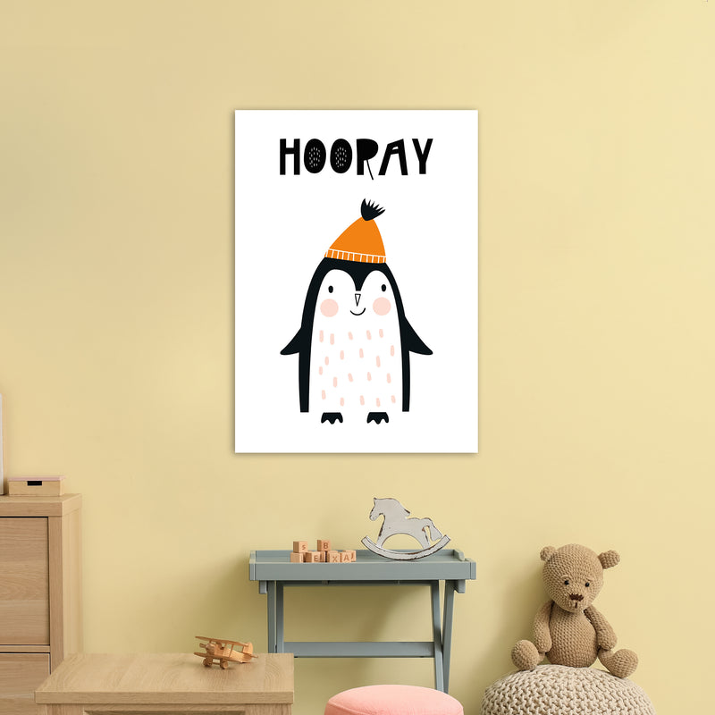 Hooray Penguin Animal  Art Print by Pixy Paper A1 Black Frame