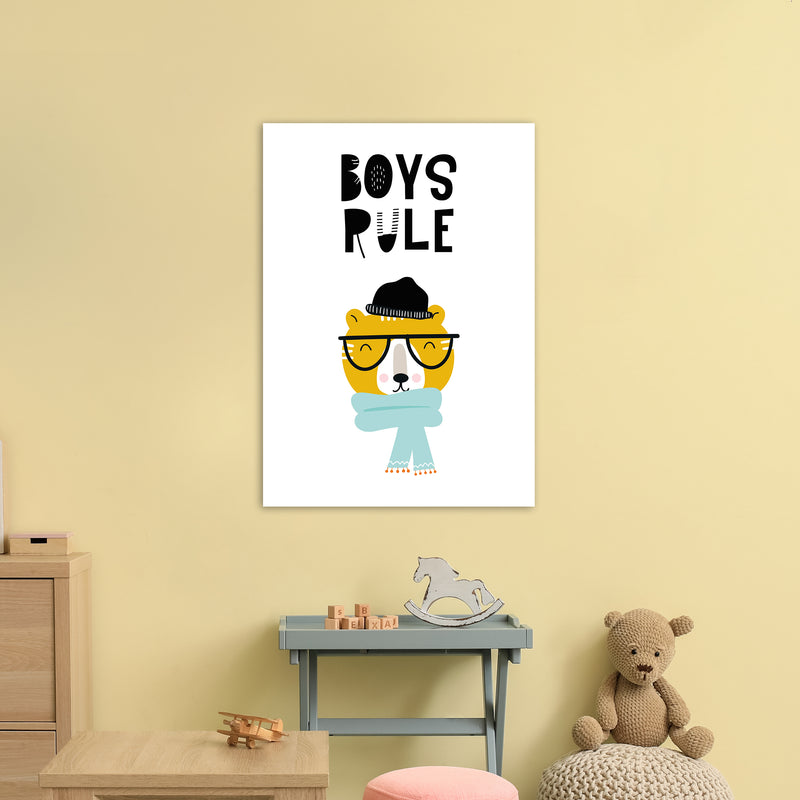 Boys Rule Animal  Art Print by Pixy Paper A1 Black Frame