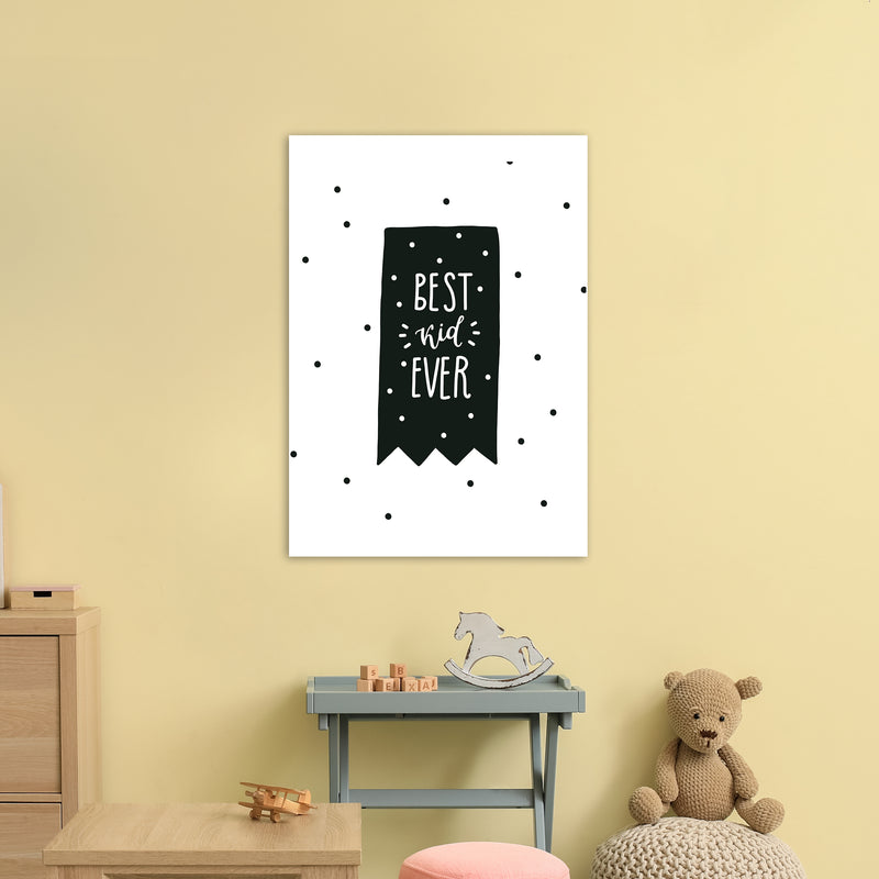 Best Kid Ever Flag Black Super Scandi  Art Print by Pixy Paper A1 Black Frame