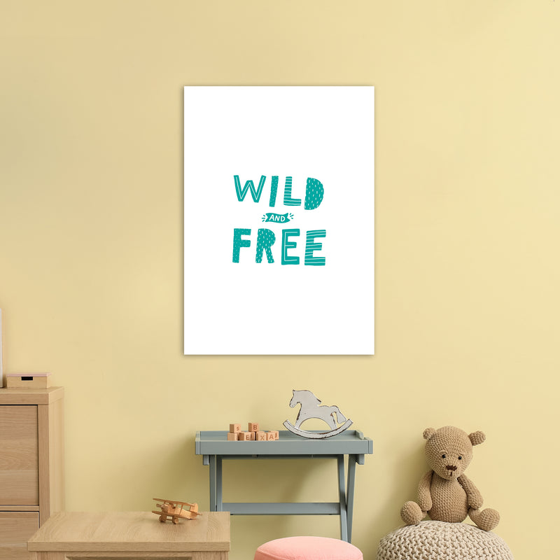 Wild And Free Teal Super Scandi  Art Print by Pixy Paper A1 Black Frame