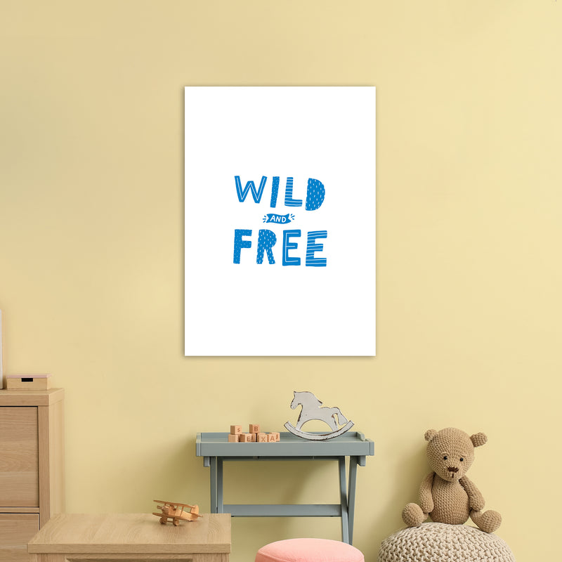 Wild And Free Blue Super Scandi  Art Print by Pixy Paper A1 Black Frame
