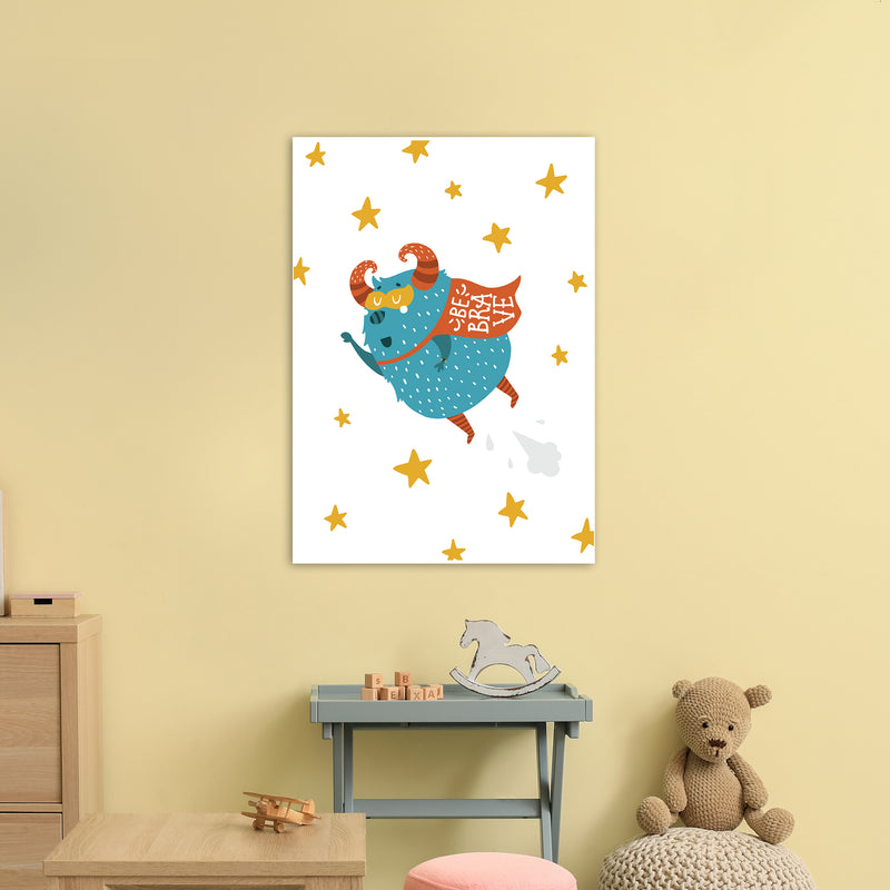 Little Monsters Flying Be Brave  Art Print by Pixy Paper A1 Black Frame
