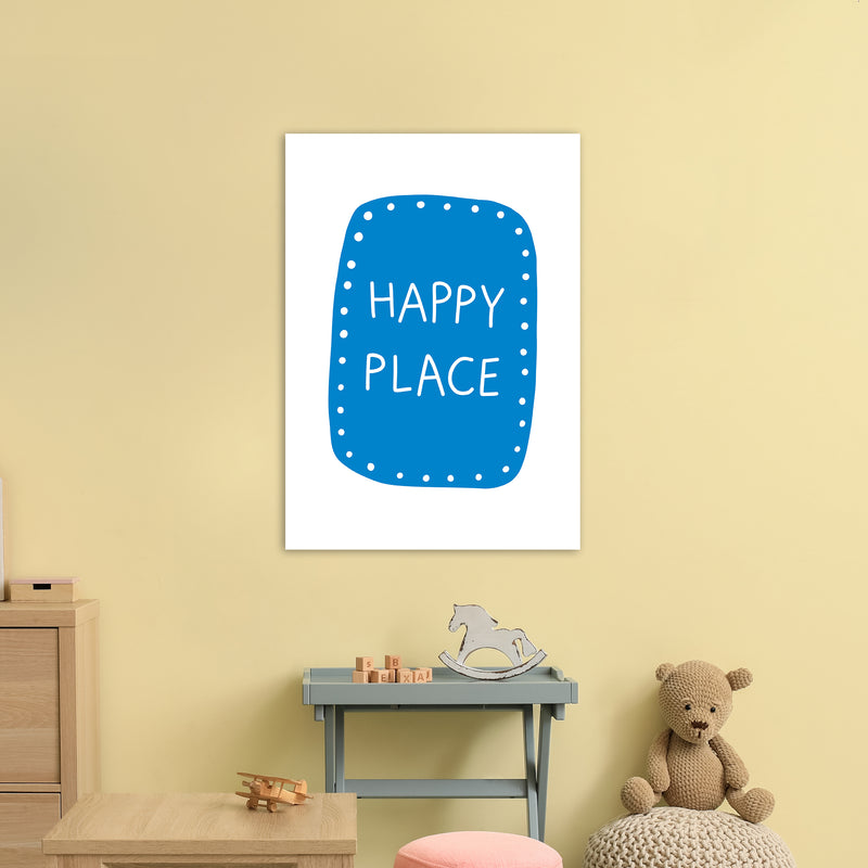 Happy Place Blue Super Scandi  Art Print by Pixy Paper A1 Black Frame
