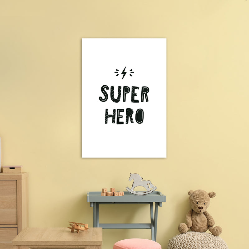 Super Hero Black Super Scandi  Art Print by Pixy Paper A1 Black Frame
