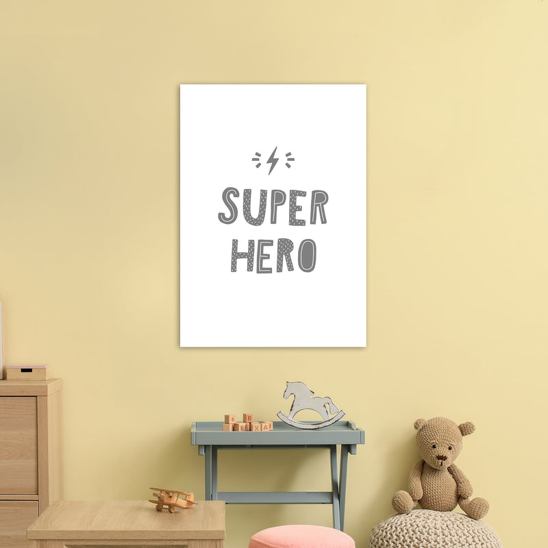 Super Hero Grey Super Scandi  Art Print by Pixy Paper A1 Black Frame