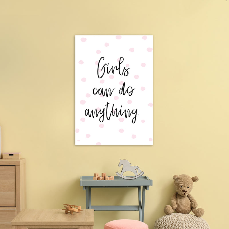 Girls Can Do Anything Pink  Art Print by Pixy Paper A1 Black Frame