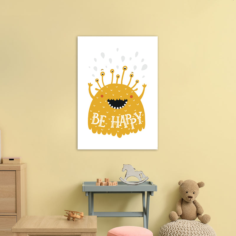 Little Monsters Be Happy  Art Print by Pixy Paper A1 Black Frame