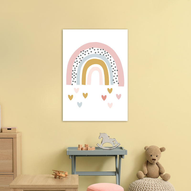 Rainbow With Heart Drops  Art Print by Pixy Paper A1 Black Frame