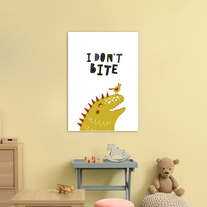 I Don'T Bite Dino  Art Print by Pixy Paper A1 Black Frame