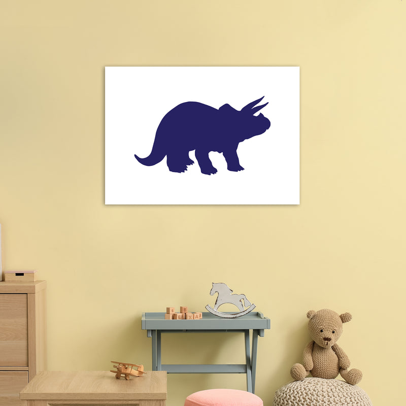 Triceratops Navy  Art Print by Pixy Paper A1 Black Frame