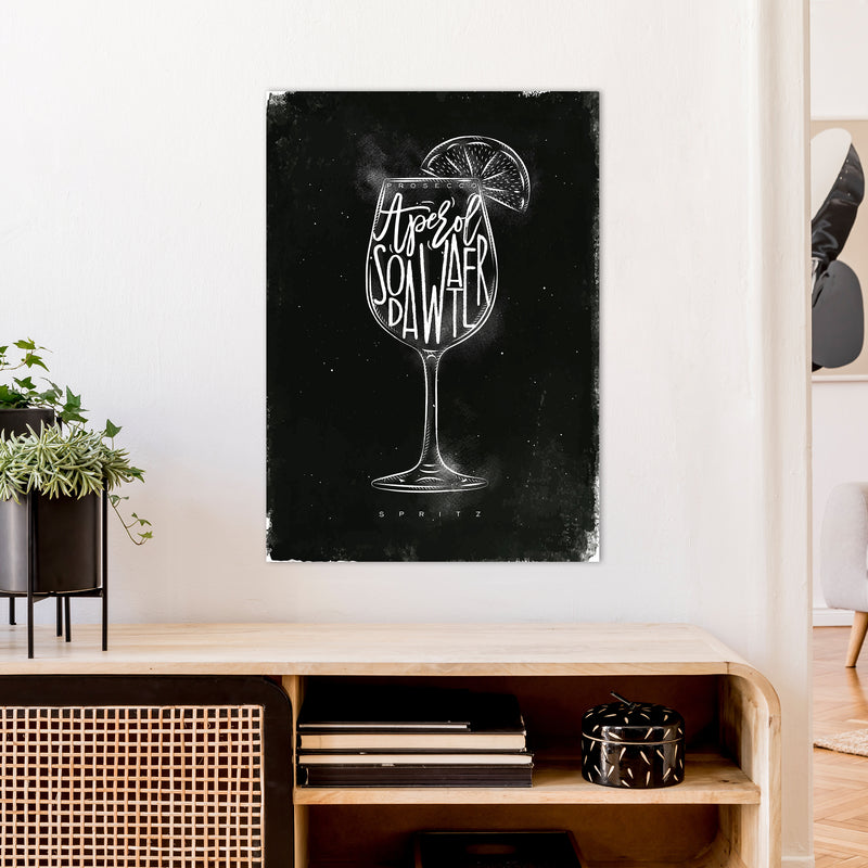 Prosecco Spritz Cocktail Black  Art Print by Pixy Paper A1 Black Frame