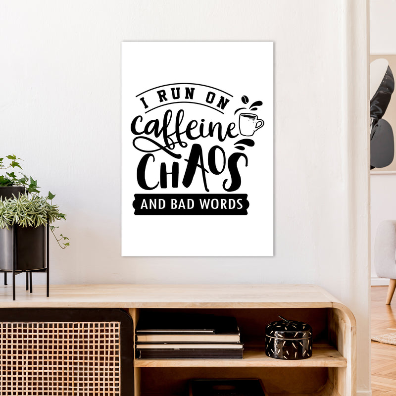 Caffeine And Bad Words  Art Print by Pixy Paper A1 Black Frame