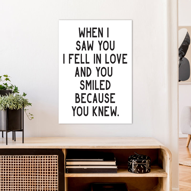 When I Saw You I Fell In Love  Art Print by Pixy Paper A1 Black Frame