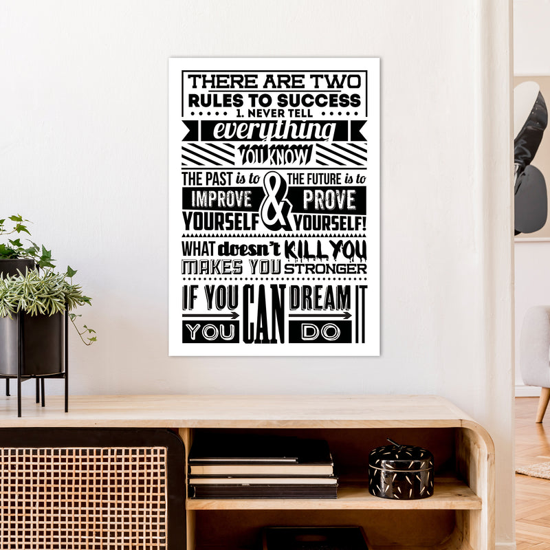 Rules To Success Vintage  Art Print by Pixy Paper A1 Black Frame