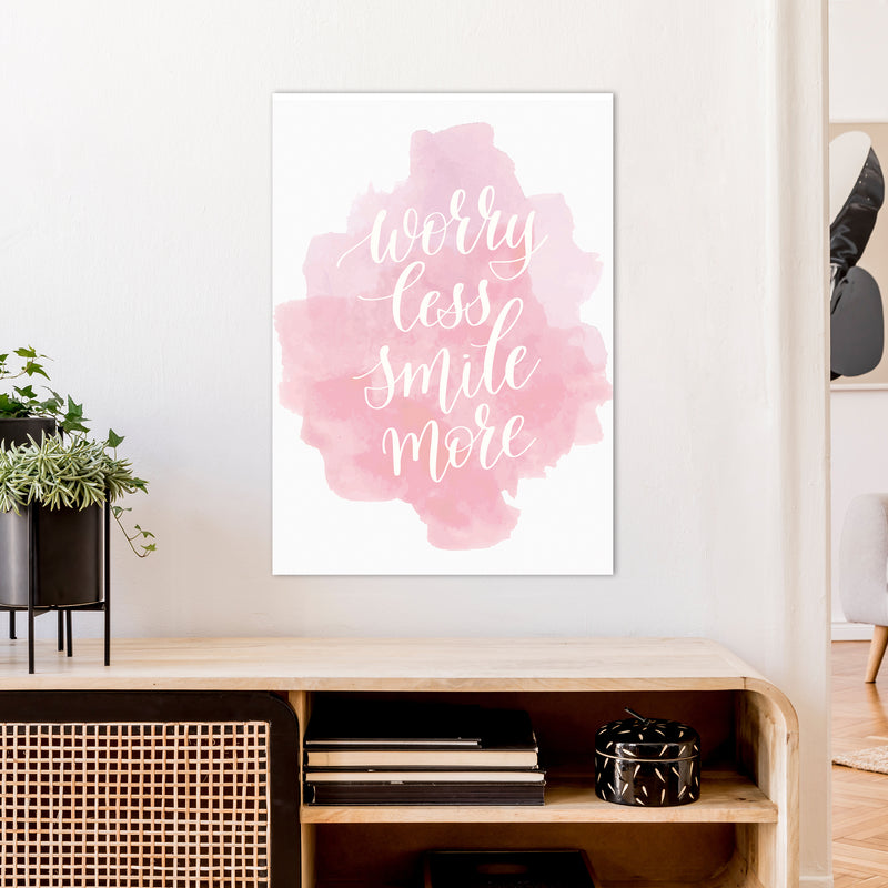 Worry Less Smile More  Art Print by Pixy Paper A1 Black Frame