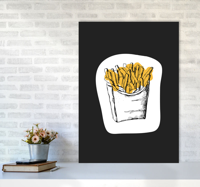 Kitchen Pop Fries Off Black Art Print by Pixy Paper A1 Black Frame