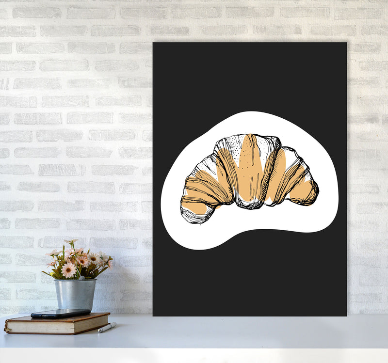 Kitchen Pop Croissant Off Black Art Print by Pixy Paper A1 Black Frame