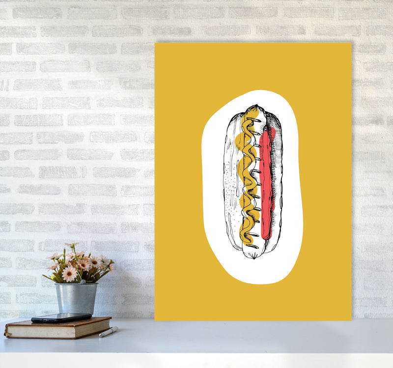 Kitchen Pop Hot Dog Mustard Art Print by Pixy Paper A1 Black Frame