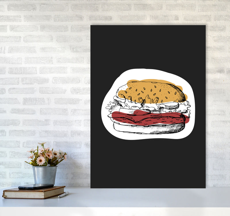 Kitchen Pop Burger Off Black Art Print by Pixy Paper A1 Black Frame