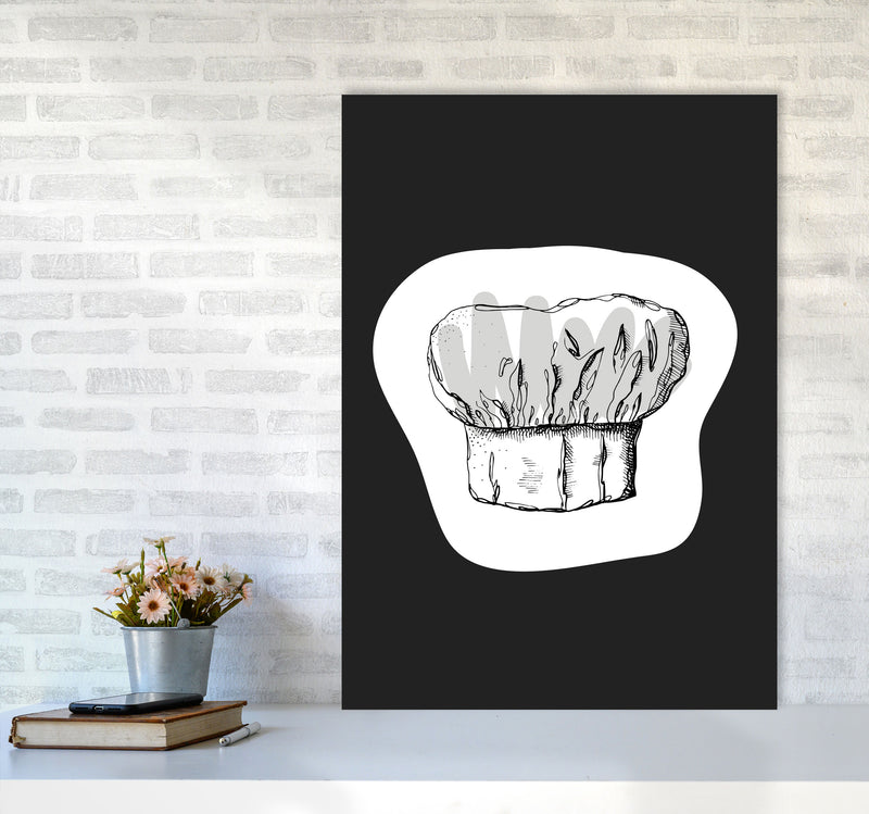 Kitchen Pop Chef's Hat Off Black Art Print by Pixy Paper A1 Black Frame