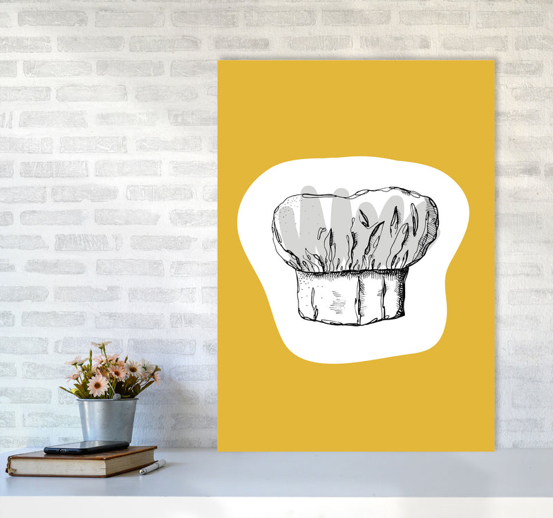Kitchen Pop Chef's Hat Mustard Art Print by Pixy Paper A1 Black Frame
