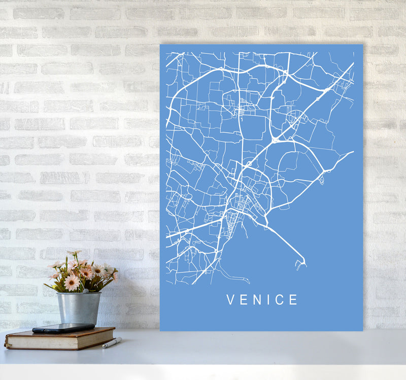 Venice Map Blueprint Art Print by Pixy Paper A1 Black Frame