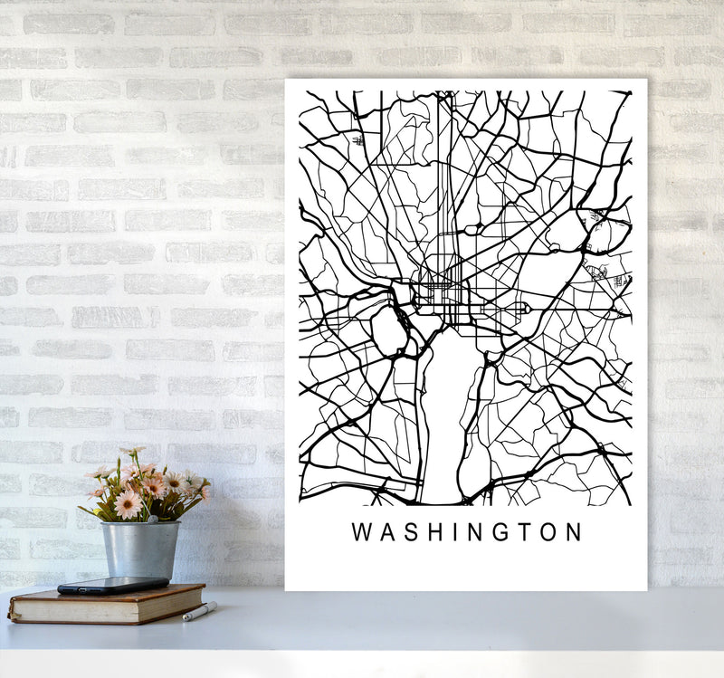 Washington Map Art Print by Pixy Paper A1 Black Frame