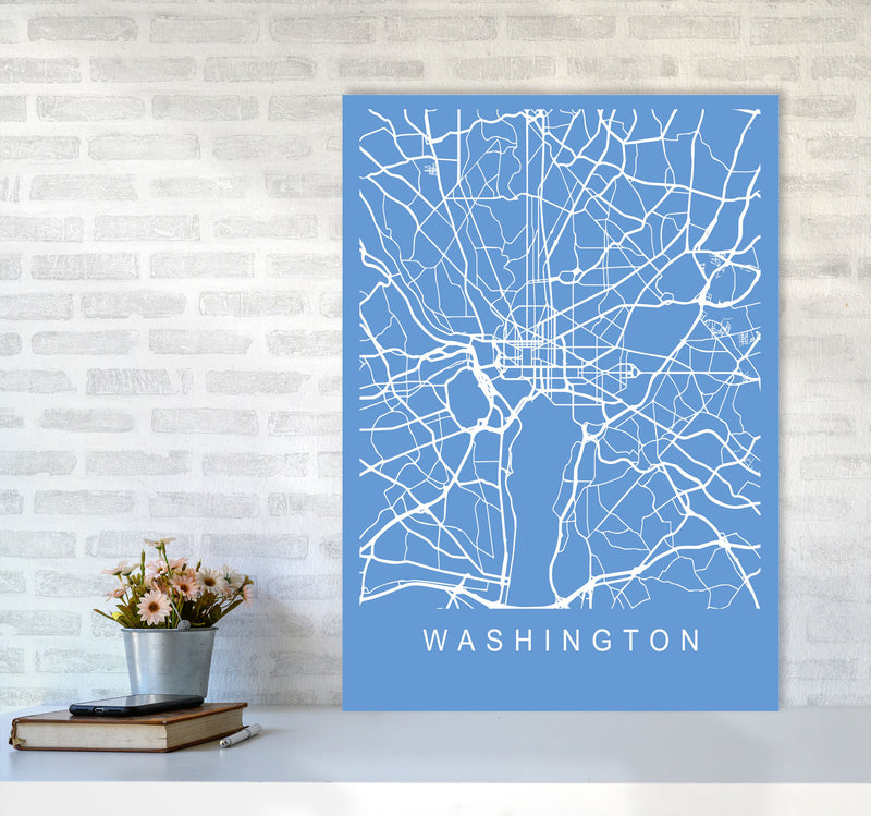 Washington Map Blueprint Art Print by Pixy Paper A1 Black Frame
