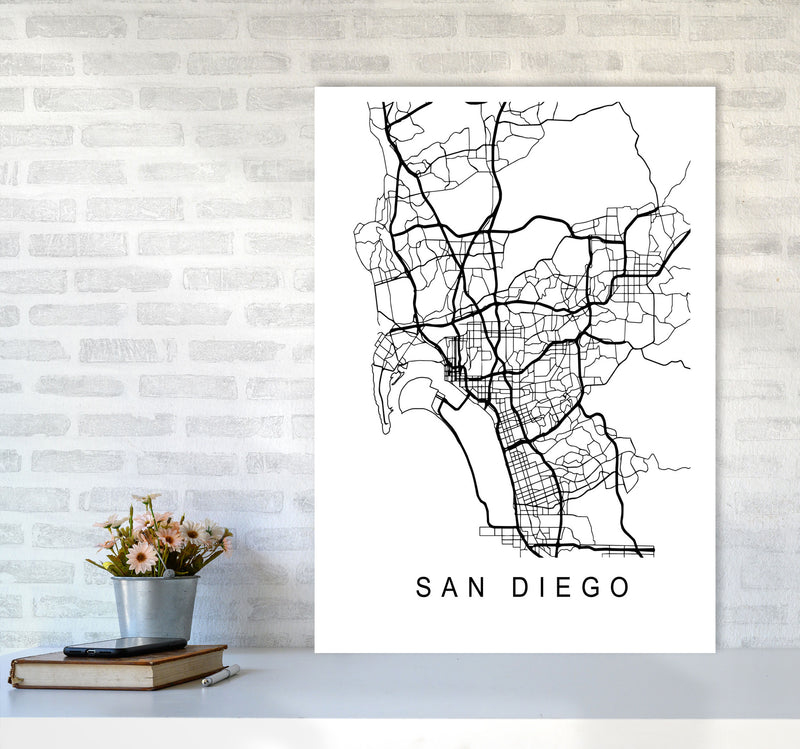 San Diego Map Art Print by Pixy Paper A1 Black Frame