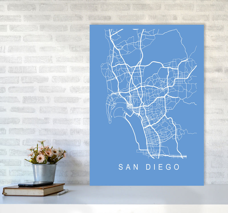 San Diego Map Blueprint Art Print by Pixy Paper A1 Black Frame