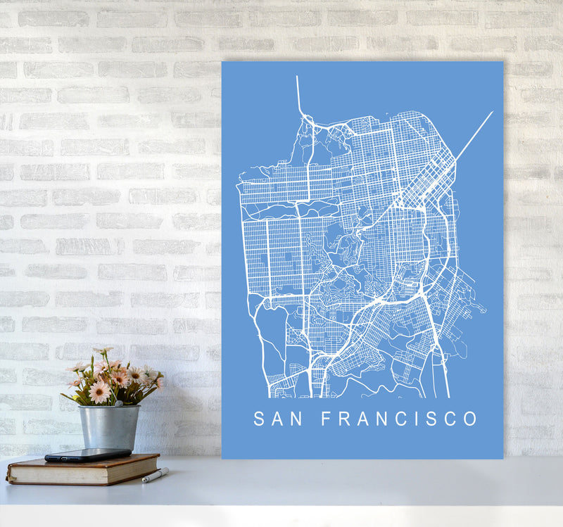 San Francisco Map Blueprint Art Print by Pixy Paper A1 Black Frame