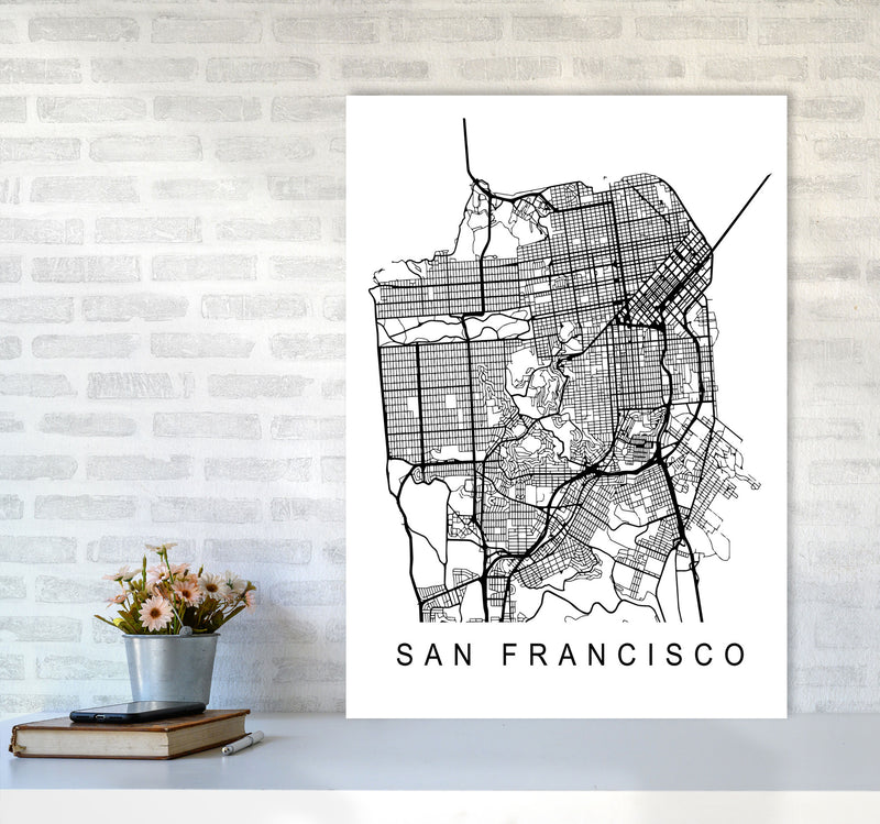 San Francisco Map Art Print by Pixy Paper A1 Black Frame