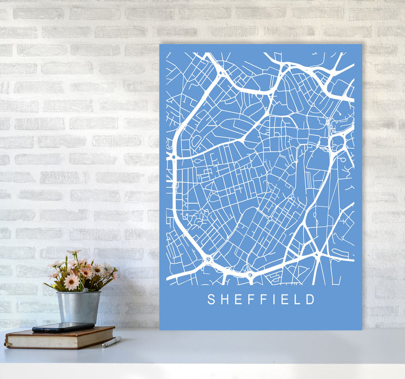 Sheffield Map Blueprint Art Print by Pixy Paper A1 Black Frame