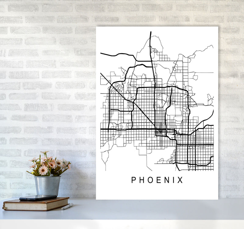 Phoenix Map Art Print by Pixy Paper A1 Black Frame