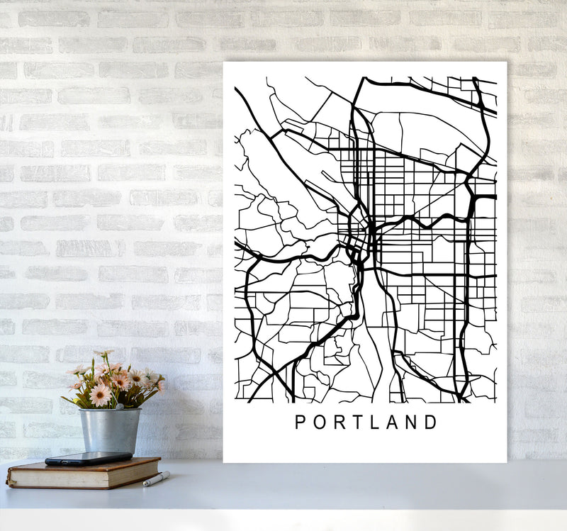 Portland Map Art Print by Pixy Paper A1 Black Frame