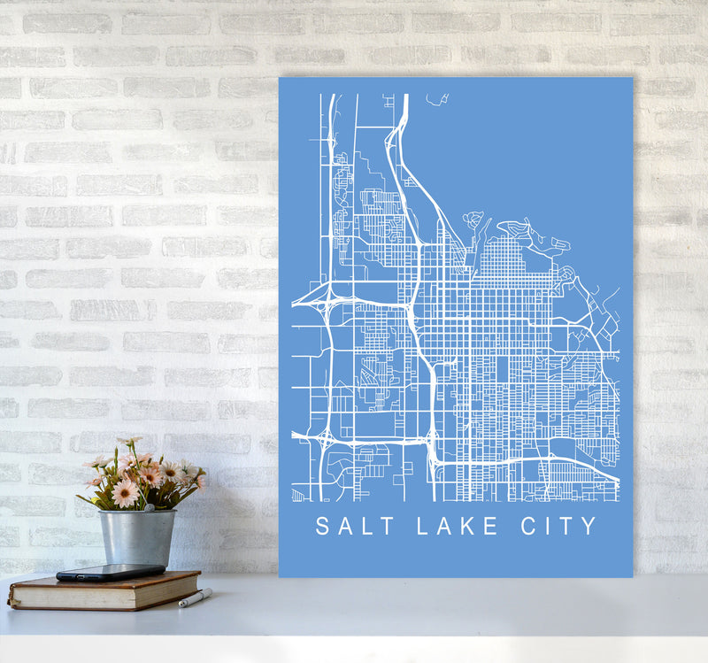 Salt Lake City Map Blueprint Art Print by Pixy Paper A1 Black Frame