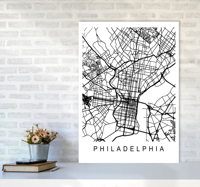 Philadelphia Map Art Print by Pixy Paper A1 Black Frame