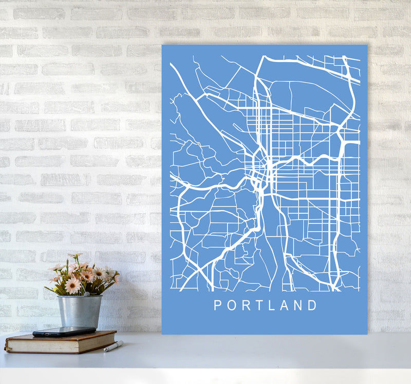 Portland Map Blueprint Art Print by Pixy Paper A1 Black Frame