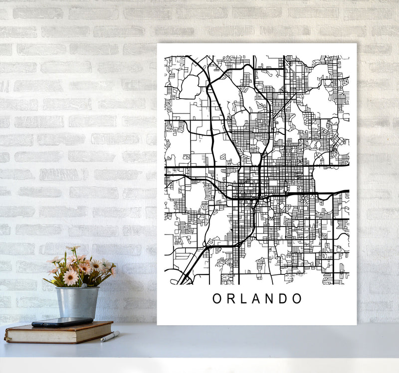 Orlando Map Art Print by Pixy Paper A1 Black Frame