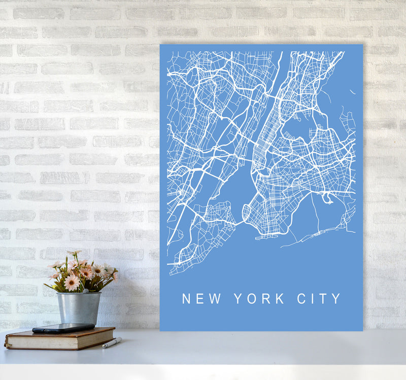 New York City Map Blueprint Art Print by Pixy Paper A1 Black Frame